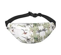 Riñonera, riñonera cruzada, bolsa de cinturón para viajes y correr, para hombres y mujeres, cactus desierto atardecer, Patrón de pájaro de bambú, Talla única, Mochila casual