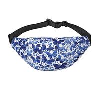Riñonera, riñonera cruzada, bolsa de cinturón para viajes y correr, para hombres y mujeres, campo de girasol, atardecer, mar de flores, Mariposas azules, Talla única, Mochila casual