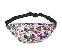 Riñonera, riñonera cruzada, riñonera para viajes, correr, para hombres y mujeres, cerebro izquierdo y derecho, Mariposas y flores coloridas, Talla única, Mochila casual