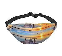 Riñonera, riñonera cruzada, riñonera para viajes, correr, para hombres y mujeres, peces oceánicos, Paisaje del atardecer, Talla única, Mochila casual