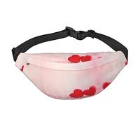 Riñonera, riñonera cruzada, riñonera para viajes, correr, para hombres y mujeres, pila de balones de fútbol, Corazón Rojo Rosa Glitter, Talla única, Mochila casual