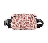 Riñonera roja con ruedas antiguas para mujeres, hombres y adolescentes, bolsa cruzada para viajes, vacaciones, correr, Lips Kiss Heart Pattern Love, 1 Size