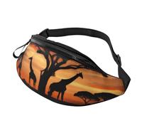 Riñonera Running Casual Bolsa De Cintura Táctica Giraffe Bajo El Árbol En África Ajustable Riñoneras De Cintura para Ciclismo Senderismo Viajar 14X35Cm