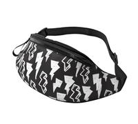 Riñonera Running Casual Bolso De Cintura Rayo De Luz Blancos Y Negro Ajustable Riñoneras Viaje para Entrenamiento Bici Viajar 14X35Cm