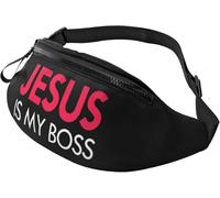 Riñonera Running Cristianismo Jesús Es Mi Jefe Unisex Bolsa De Cintura Táctica Con Agujero De Auriculares Bumbag Para Deporte Entrenamiento Viajes 14X35Cm