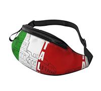 Riñonera Running Italia Bandera Italiana Romana, Riñonera Casual Waistpack con Cremallera Riñoneras Hombre para Mujer Camping Vajes