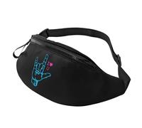 Riñonera Running Ligera Bolso De Cintura Lenguaje De Señas Te Amo Ajustable Riñoneras Hombre para Viajes Bici Correr 14X35Cm