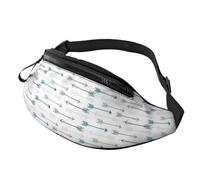 Riñonera Running Patrón De Flecha Retro Verde Azulado Unisex Bolso De Cintura Con Agujero De Auriculares Bumbag Para Ciclismo Entrenamiento Hombre 14X35Cm