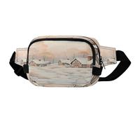Riñonera Snow And House, con correa ajustable, bolsa cruzada, tela de sarga, bolsa de cinturón, para entrenamiento al aire libre, viajes, casual, correr, senderismo, ciclismo.