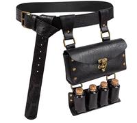 Riñonera steampunk, bolsa para teléfono de motocicleta, bolsa de cinturón medieval para cosplay y deportes, riñonera unisex ajustable, negro, Talla única