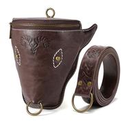 Riñonera Steampunk, cinturón gótico de piel sintética con moleteado, accesorio de cosplay renacentista, marrón, cinturón de 168 cm, Brown, Talla única