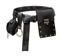 Riñonera Steampunk con bolsa para teléfono, accesorio medieval renacentista para hombres y mujeres, riñonera de piel sintética, negro, Talla única