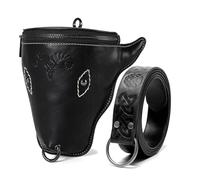 Riñonera Steampunk, Estilo gótico de Piel sintética con Nudos, Accesorio Cosplay renacentista, marrón, cinturón 168 cm Estuche de Fantasía(Noir)