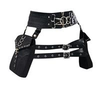 Riñonera Steampunk for Mujer, Estilo Vintage de Piel sintética con Adornos y Remaches, Cordones Ajustables for actuaciones Cosplay Estuche de Fantasía