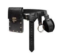 Riñonera steampunk - Riñonera versátil para moto steampunk retro de Halloween | riñonera de piel sintética deportiva para montar a caballo, gran bolsa para el cuerpo para uso diario, Negro , ver