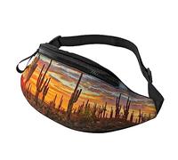 Riñonera Sunset Cactus en el desierto para correr, senderismo, viajes, entrenamiento, pasear al perro, deportes, pesca, riñonera, Black, Talla única