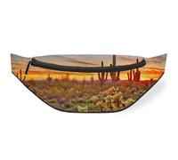Riñonera Sunset Saguaros con diseño de cactus tropical, para mujeres, hombres, niñas, niños, niños, cactus, riñonera, bolsa para viajes, deportes, correr, color, M