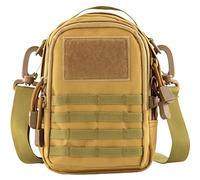 Riñonera táctica de Nailon Impermeable: Funda Cruzada para teléfono con mosquetón para Senderismo, Viajes y artículos Esenciales para Exteriores (Khaki)