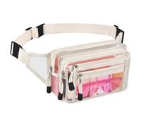 Riñonera transparente aprobada por el estadio para mujer, para el trabajo, bolsa de cintura multiusos para viajes y eventos deportivos, Cremoso, Pvc