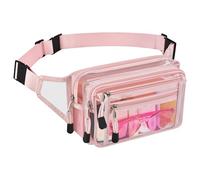 Riñonera transparente aprobada por el estadio para mujer, para el trabajo, bolsa de cintura multiusos para viajes y eventos deportivos, Rosa, Pvc