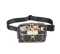 Riñonera transparente aprobada por el estadio para mujeres y hombres, con correa ajustable, bolsa cruzada transparente para conciertos, deportes, viajes, senderismo, correr, Negro, pequeño, Moda
