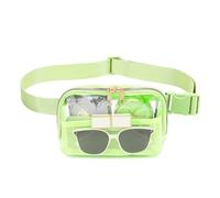 Riñonera transparente aprobada por el estadio para mujeres y hombres, con correa ajustable, bolsa cruzada transparente para conciertos, deportes, viajes, senderismo, correr, Verde brillante, 8.7 x 2.6