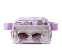 Riñonera transparente aprobada por el estadio, pequeña riñonera de cuero transparente con correa ajustable para conciertos, eventos deportivos, bolsos cruzados para hombres y mujeres, Púrpura, 8.2