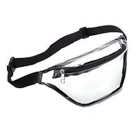 Riñonera transparente para hombre, pequeña riñonera transparente con correa ajustable, bolsa transparente aprobada para estadio, Black, Talla única