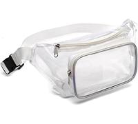 Riñonera Transparente,Riñonera para Hombres y Mujeres Aprobada por el Estadio Cinturón para Dinero Riñoneras Holográfica para Corriendo Senderismo Viajes Deportes Blanco