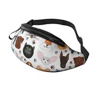 Riñonera unisex con caras de gato y perro, diseño de bulldog y beagle, labrador, accesorio de viaje para gafas de sol, carteras, pasaportes y llaves
