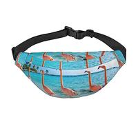 Riñonera unisex con diseño de flamenco rosa en la playa, resistente al agua, ligera, para viajes, deportes, senderismo, Como se muestra en la imagen, Talla única, Mochila casual