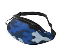 Riñonera unisex con estampado de camuflaje azul, accesorio de viaje para gafas de sol, carteras, pasaportes y llaves