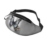 Riñonera unisex con estampado de flores y mariposas, color gris y verde azulado, ajustable, ligera, accesorio de viaje, equipo al aire libre