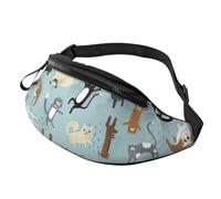 Riñonera unisex con estampado de gatos y perros de lluvia para festivales