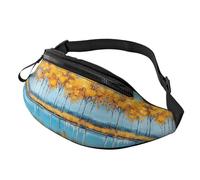 Riñonera unisex con estampado de hojas amarillas, diseño de paisaje con imagen de árbol de ginkgo dorado, cintura ajustable, bolsa urbana para tarjetas de tránsito y objetos pequeños, 14 x 35 cm, A4