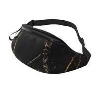 Riñonera unisex con estampado de mármol negro y dorado, accesorio de viaje para gafas de sol, carteras, pasaportes y llaves
