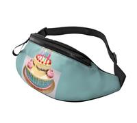Riñonera unisex con estampado de pastel grande para festivales de feliz cumpleaños, ligera, a la moda, para viajes y correr