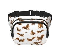 Riñonera unisex cuadrada de doble capa con estampado de ardilla, riñonera de moda para viajes y entrenamientos, Negro -, Talla única