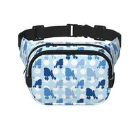 Riñonera unisex cuadrada de doble capa con estampado de caniche azul y lunares, accesorio de viaje para entrenamiento, color negro, talla única, NEGRO, One Size