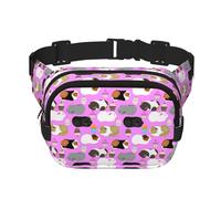 Riñonera unisex cuadrada de doble capa con estampado de conejillos de indias y cupcakes, Negro -, Talla única