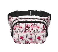 Riñonera unisex cuadrada de doble capa con estampado de la Torre Eiffel de París, accesorio de viaje y entrenamiento, color negro, talla única, NEGRO, One Size