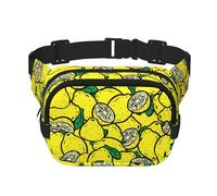Riñonera unisex cuadrada de doble capa con estampado de limón amarillo, Negro -, Talla única