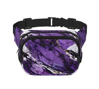 Riñonera unisex de moda color morado mármol, elegantes para entrenamientos, correr, viajar y senderismo, Black, Talla única
