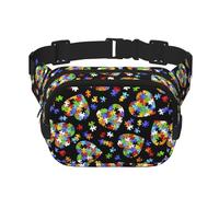 Riñonera unisex de moda con diseño de corazón para concienciación sobre el autismo, riñoneras elegantes para entrenamientos, correr, viajar y senderismo, Black, Talla única
