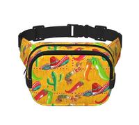 Riñonera unisex de moda con sombrero de cactus y chile, elegantes para entrenamientos, correr, viajar y senderismo, Black, Talla única