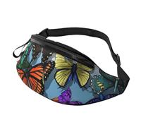 Riñonera unisex dibujada a mano con estampado de mariposas de color, accesorio de viaje para gafas de sol, carteras, pasaportes y llaves