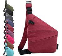 Riñonera unisex ligera con RFID antirrobo, bolsa de hombro ligera para viajes y viajes, impermeable, Red, Right shoulder bag, moda