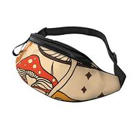 Riñonera Vamos A Hacer Un Viaje Hongo Unisex Riñoneras De Cintura Ligera,Multifuncional Riñonera Militar Hombre para Senderismo Bici Correr 14X35Cm