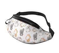 Riñonera Viaje Gato De Dibujos Animados Dibujados A Mano Unisex Riñonera Casual,Ajustable Riñonera Running para Actividades Escalada Camping 14X35Cm