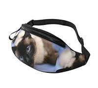Riñonera Viaje Gato Siames Unisex Riñonera Deportiva Casual,con Agujero De Auriculares Riñoneras De Cintura para Aptitud Fiesta Entrenamiento 14X35Cm